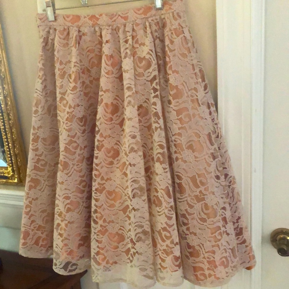 Vintage lace and satin full skirt